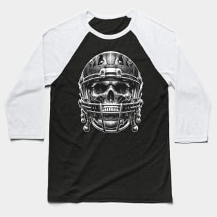 Gridiron Ghoul: Skull in Helmet Baseball T-Shirt